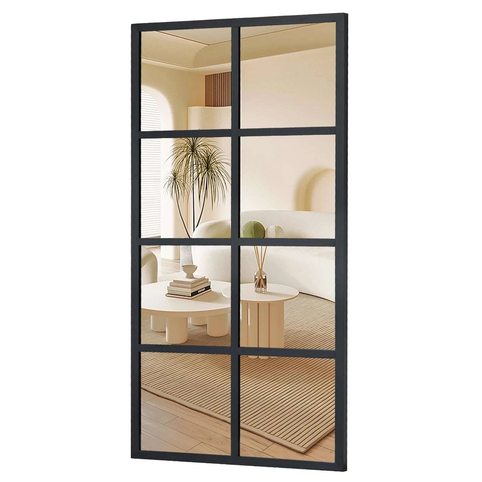 16" x 32" Window Pane Wall Mirrors Set of 2 Metal Frame-32L x 16W / United States