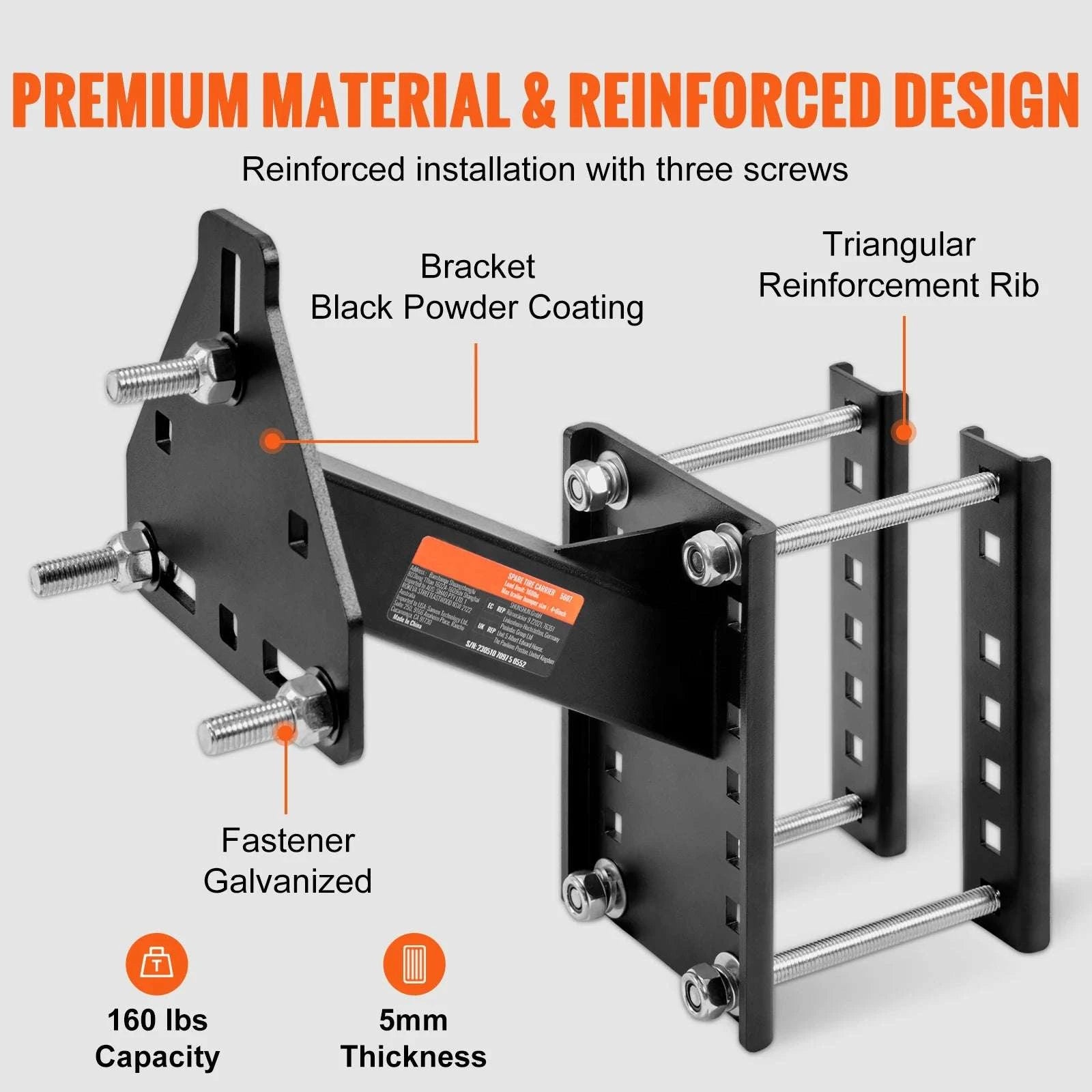 160 lb Trailer Spare Tire Carrier Mount for RV & Trailer Tongues-160lbs / france