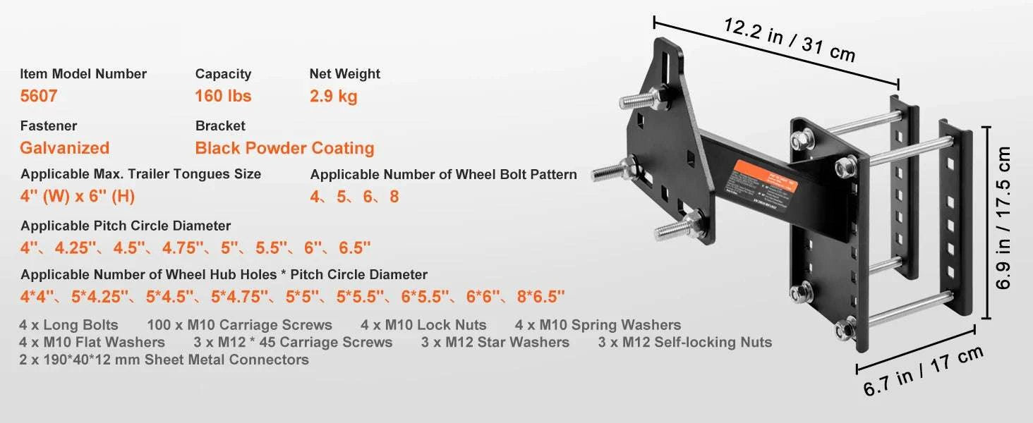160 lb Trailer Spare Tire Carrier Mount for RV & Trailer Tongues-160lbs / france