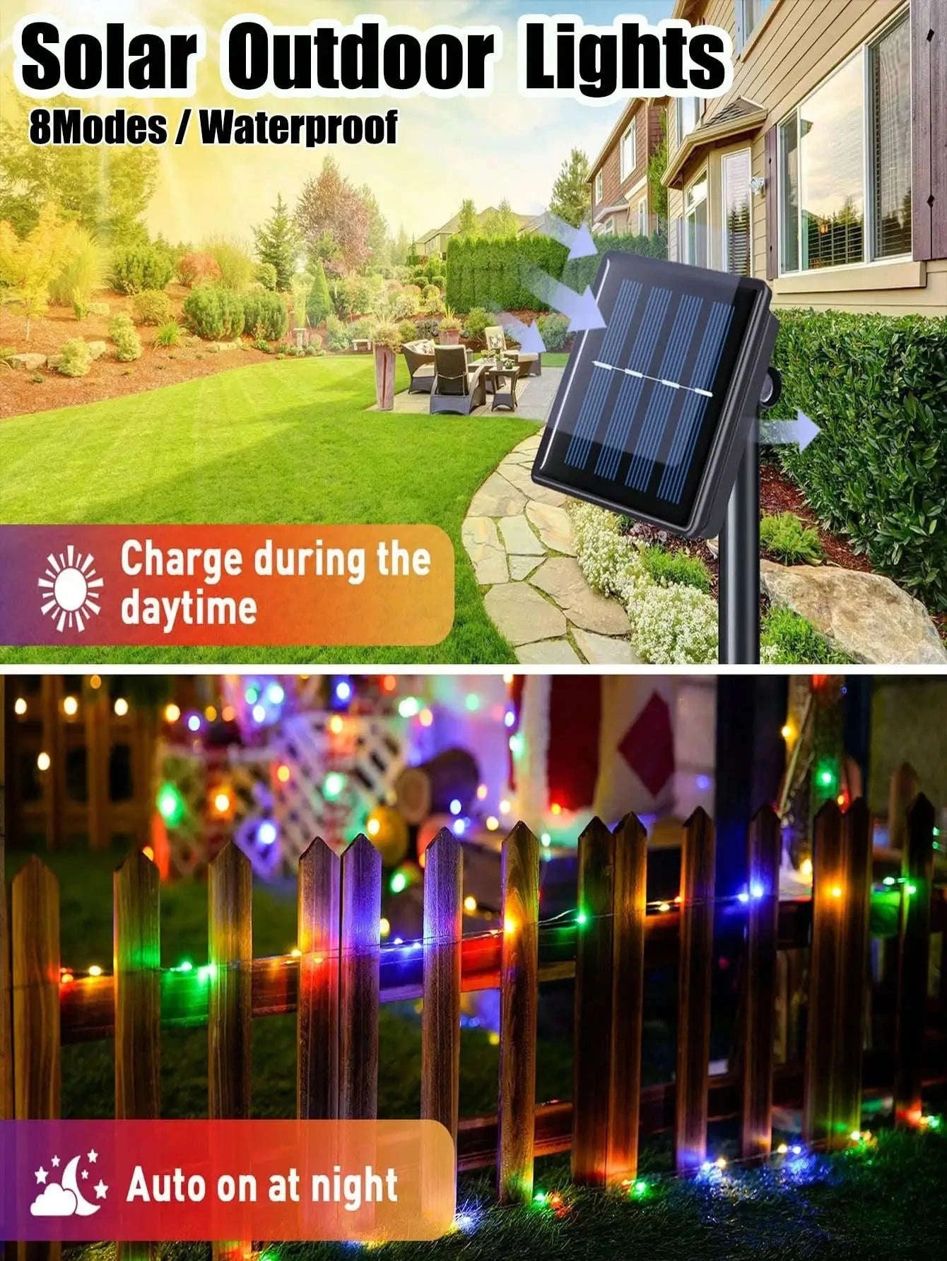 160ft Solar String Lights with 400 LED Warm Fairy Lights-Warm White / United States
