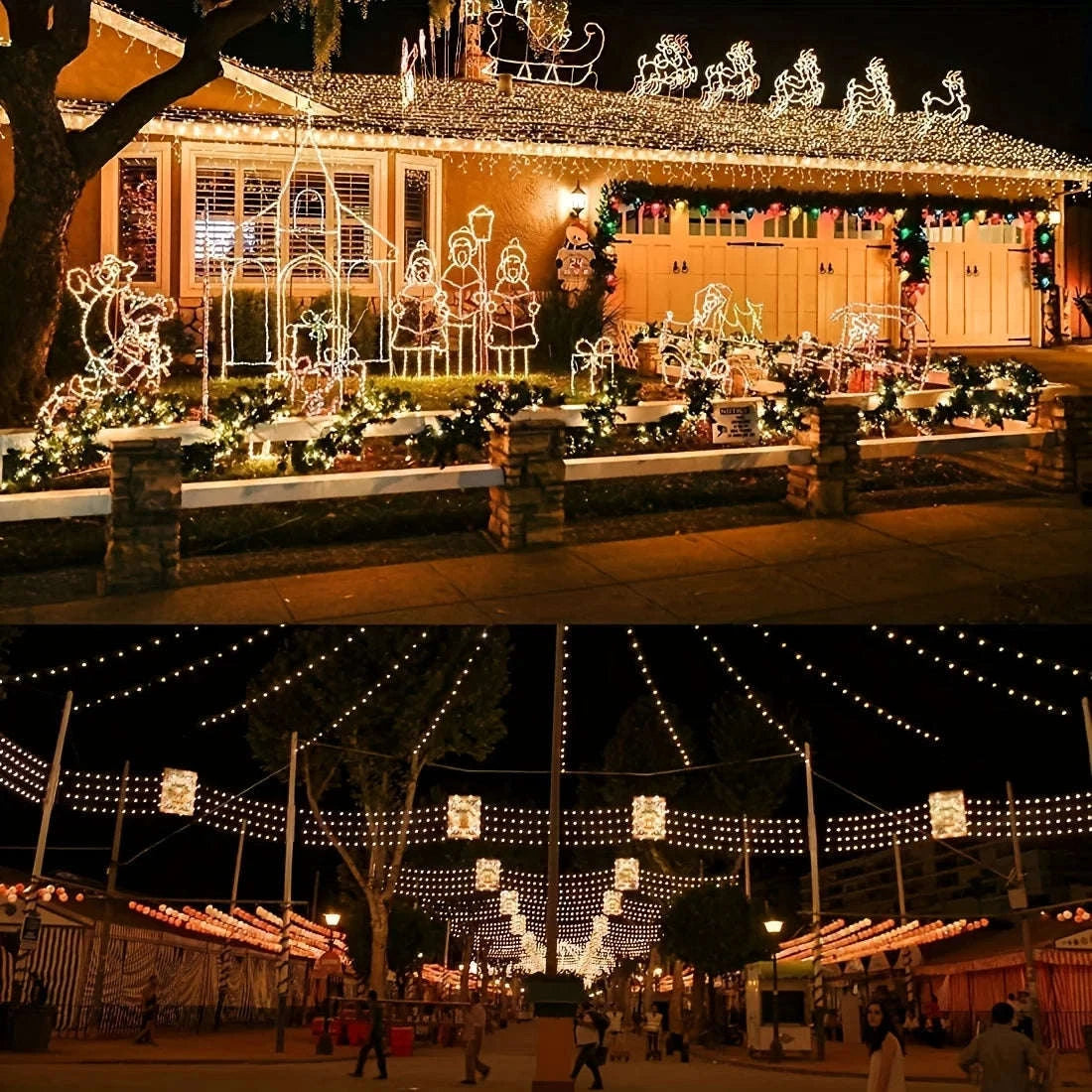 160ft Solar String Lights with 400 LED Warm Fairy Lights-Warm White / United States