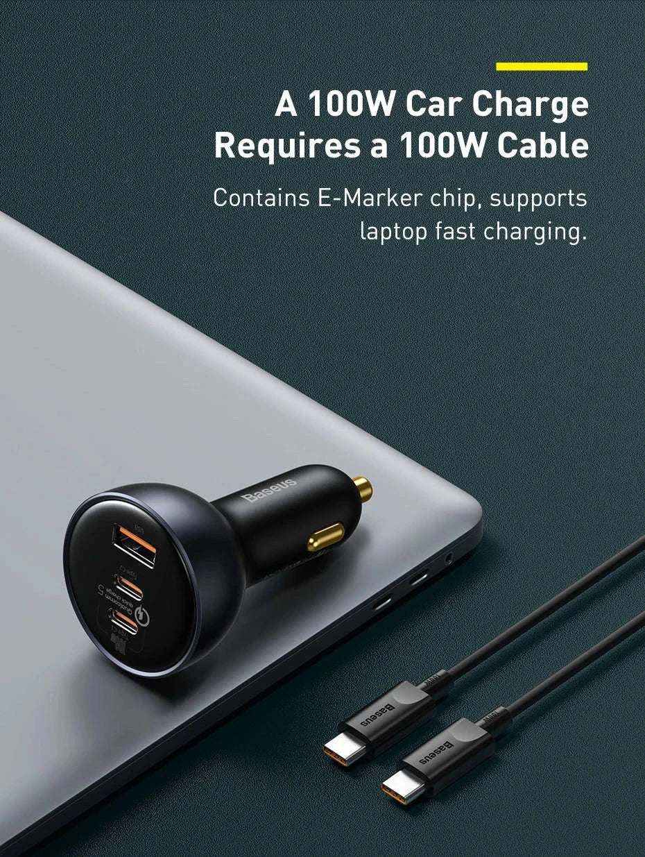 160W Fast Car Charger QC5 PD3.0 USB-C Dual Port for Phones & Laptops-without Cable