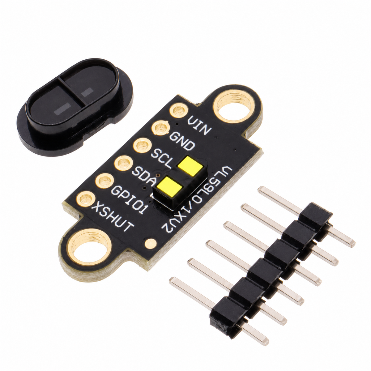 VL53L1X distance sensor module with sensor cover and six-pin header
