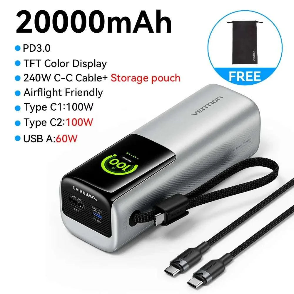 165W Power Bank 20000mAh Fast Charging Laptop & Phone Charger-165w Max Gray / 20000mAh