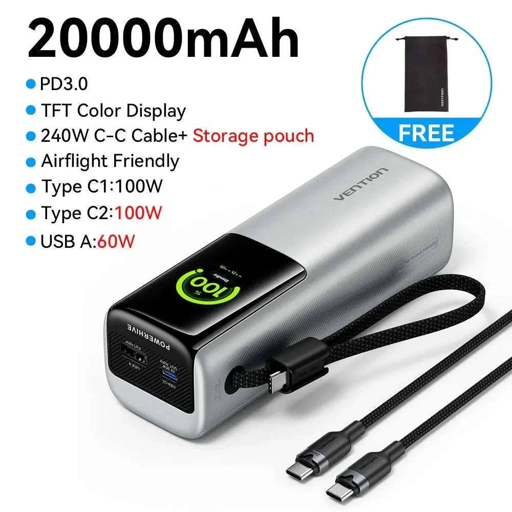 165W Power Bank 20000mAh Fast Charging Laptop & Phone Charger-165w Max Gray / 20000mAh