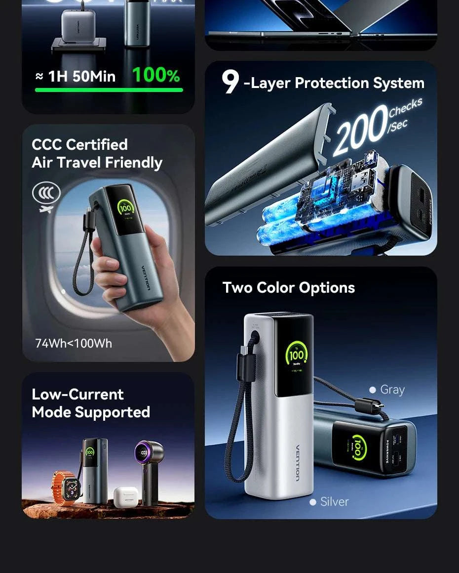 165W Power Bank 20000mAh Fast Charging Laptop & Phone Charger-165w Max Gray / 20000mAh