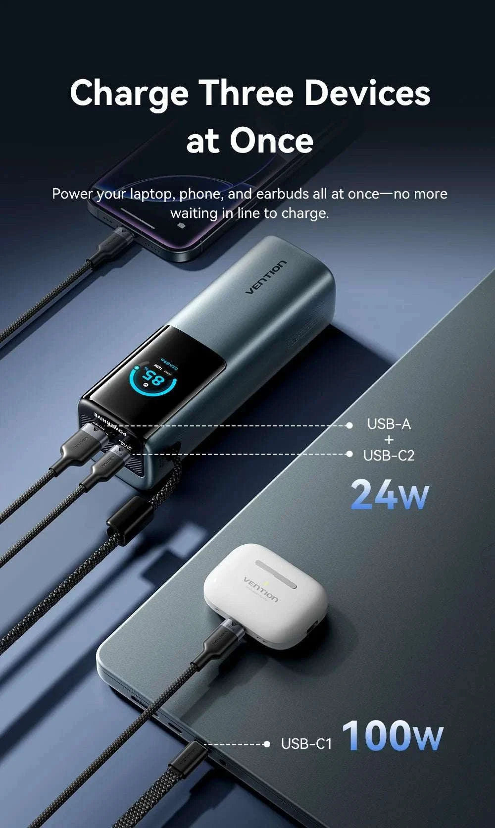165W Power Bank 20000mAh Fast Charging Laptop & Phone Charger-165w Max Gray / 20000mAh