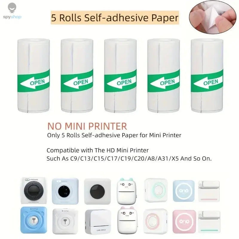 16Rolls Thermal Printer Papers 57x25mm Self-adhesive Thermal Papers HD Color Label Printers for Inkless Mini Portable Printer Spy-shop.com