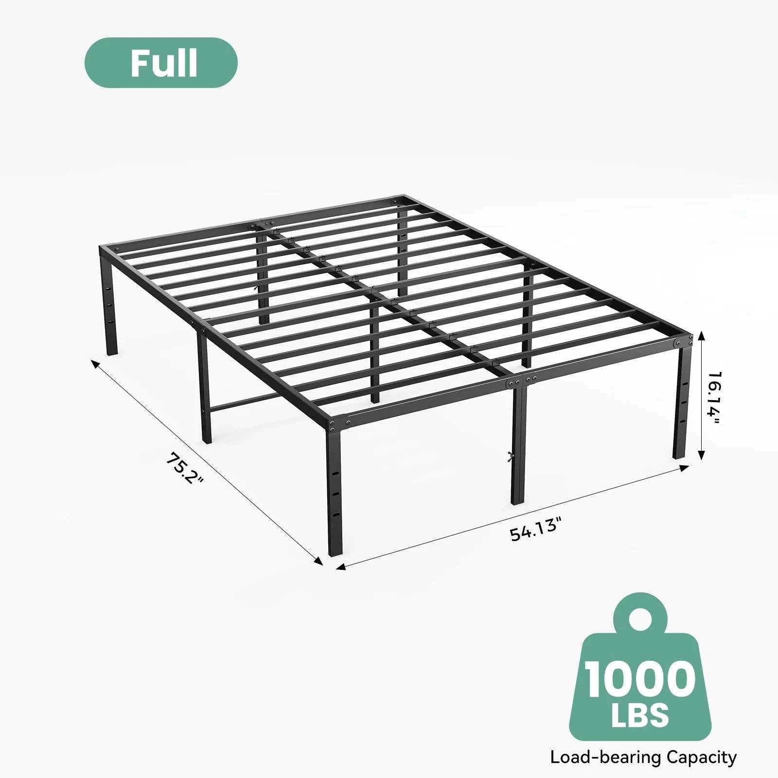 16IN Metal Bed Frame with Storage Clearance and Slat Support-Twin XL / United States