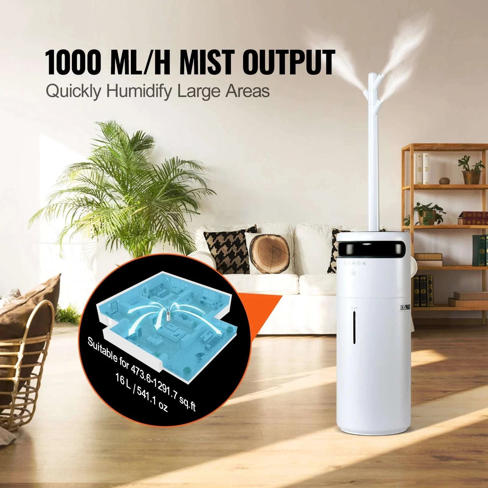 16L Large Capacity Ultrasonic Humidifier for Home & Commercial Use-1000ml per hour / United States
