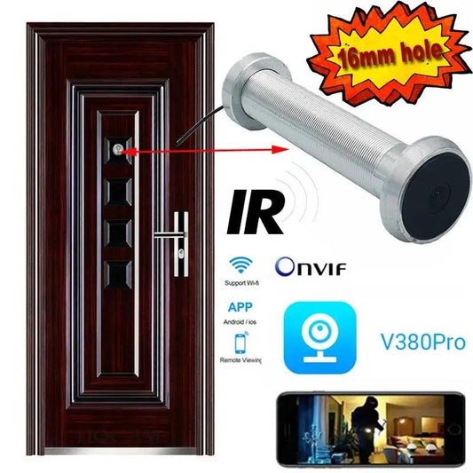 16mm Aperture Wifi Door Camera New V380 Wide - angle Infrared Night Vision Cat Eye Anti - theft Door Peephole Camera Video Recording - Spy - shop.com