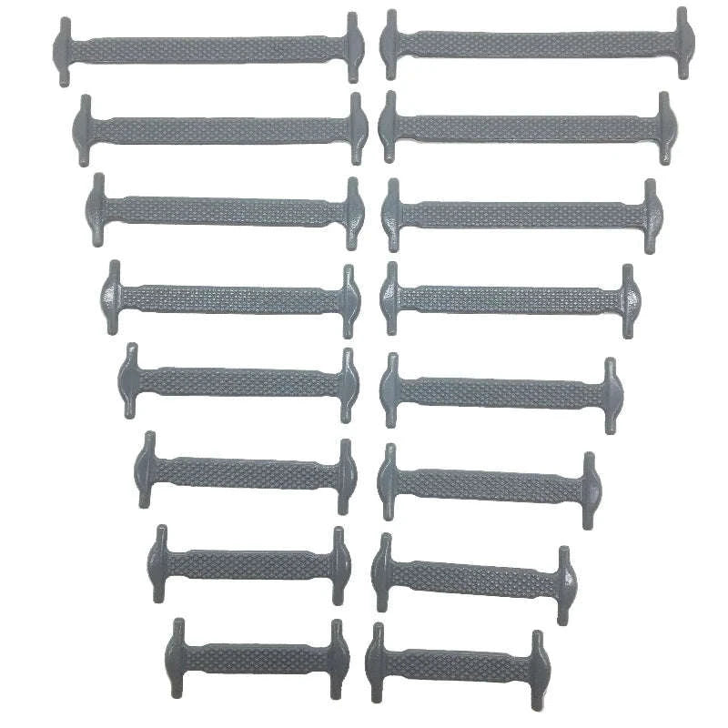 16pcs Silicone No-Tie Shoelaces in 12 Vibrant Colors-2black-2white / 120cm