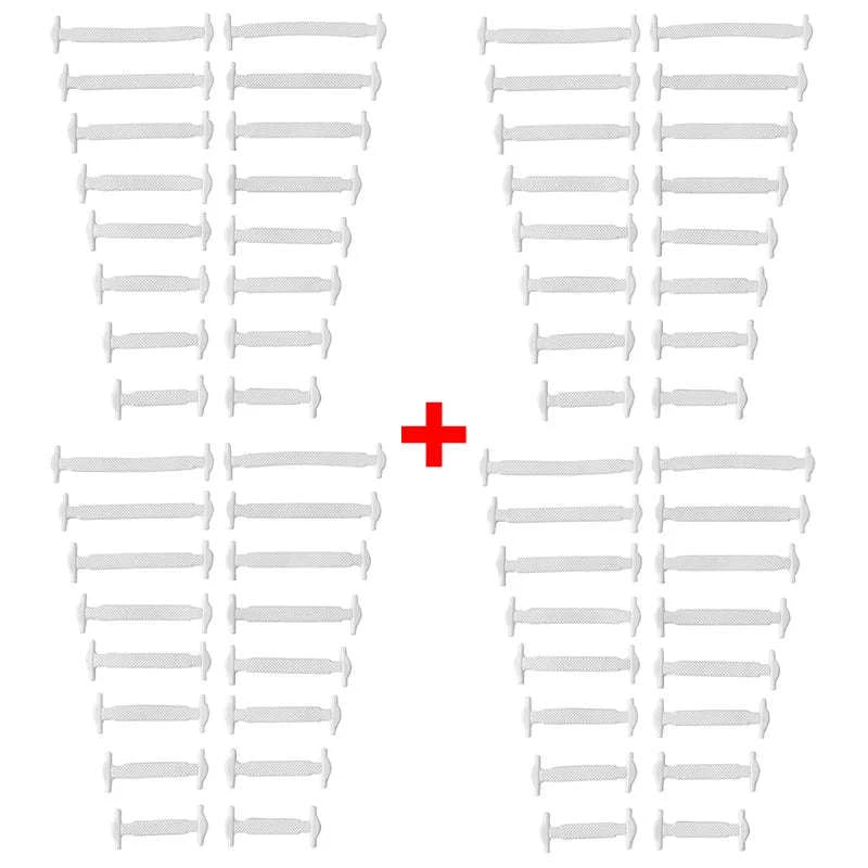 16pcs Silicone No-Tie Shoelaces in 12 Vibrant Colors-2black-2white / 120cm