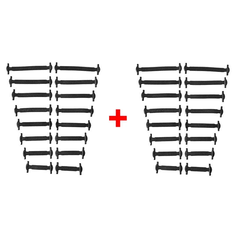 16pcs Silicone No-Tie Shoelaces in 12 Vibrant Colors-2black-2white / 120cm