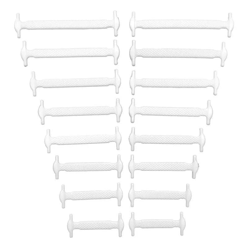 16pcs Silicone No-Tie Shoelaces in 12 Vibrant Colors-2black-2white / 120cm