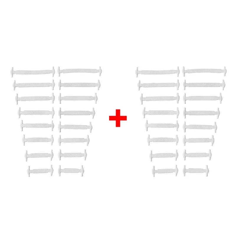 16pcs Silicone No-Tie Shoelaces in 12 Vibrant Colors-2black-2white / 120cm