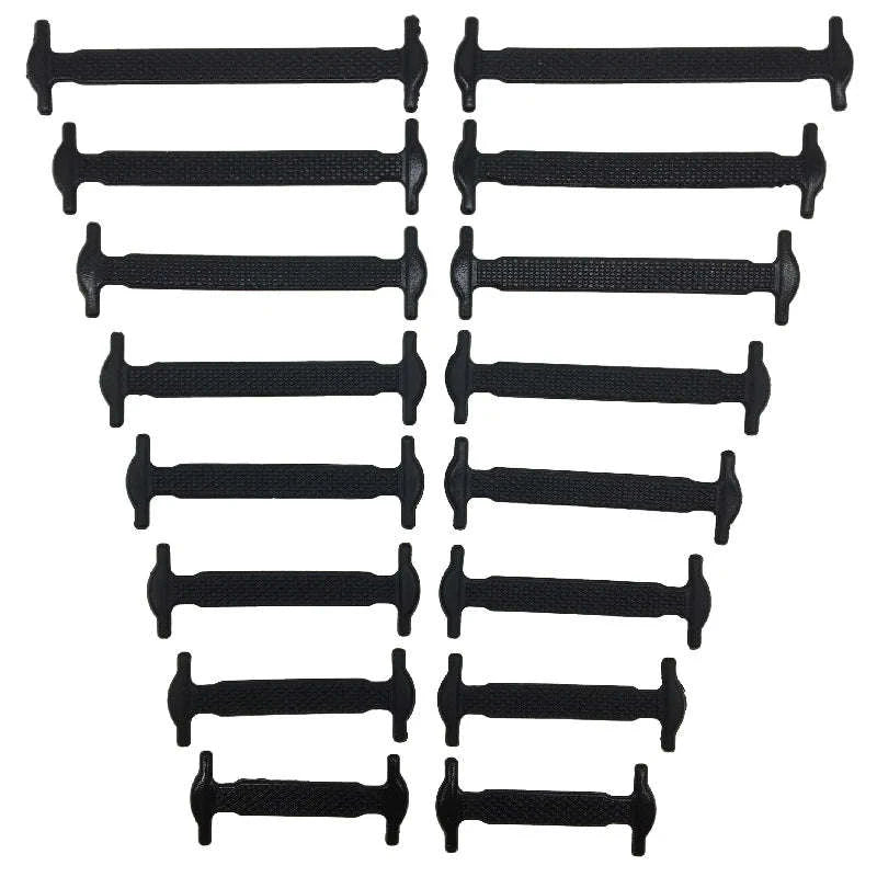 16pcs Silicone No-Tie Shoelaces in 12 Vibrant Colors-2black-2white / 120cm