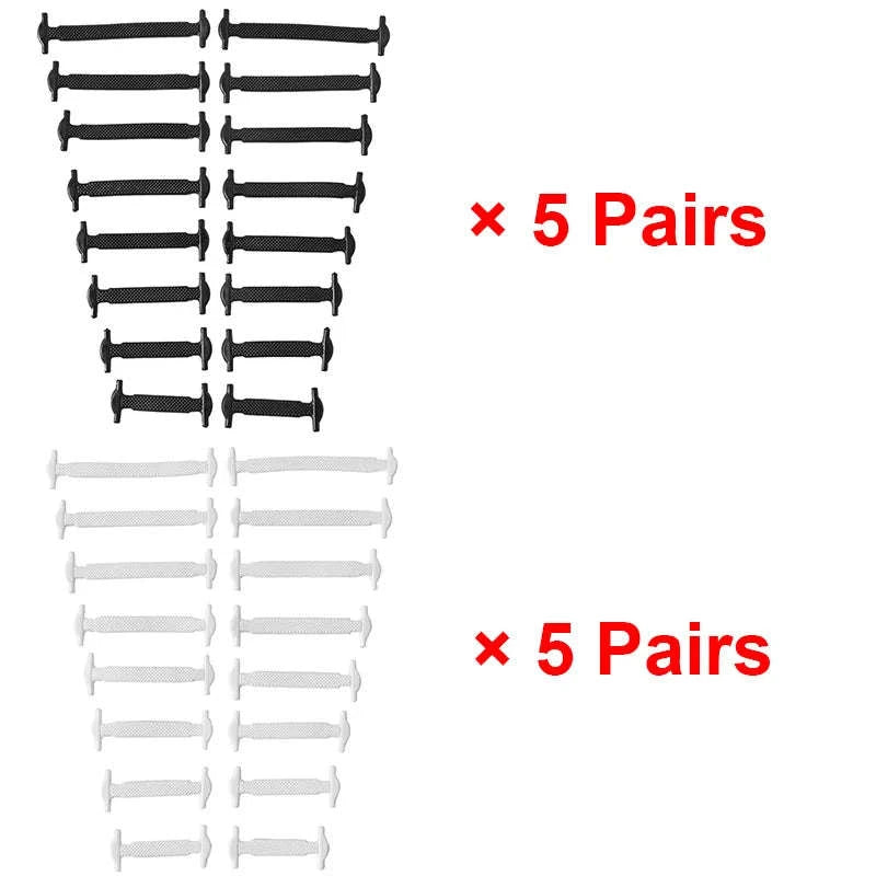 16pcs Silicone No-Tie Shoelaces in 12 Vibrant Colors-2black-2white / 120cm