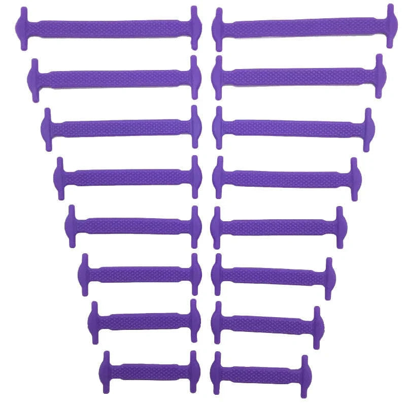 16pcs Silicone No-Tie Shoelaces in 12 Vibrant Colors-2black-2white / 120cm