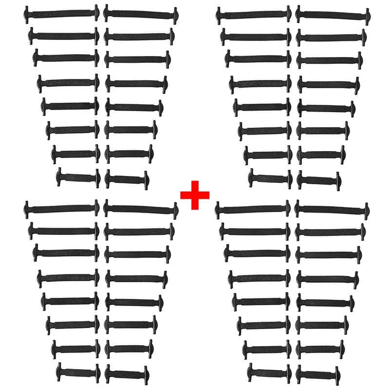 16pcs Silicone No-Tie Shoelaces in 12 Vibrant Colors-2black-2white / 120cm