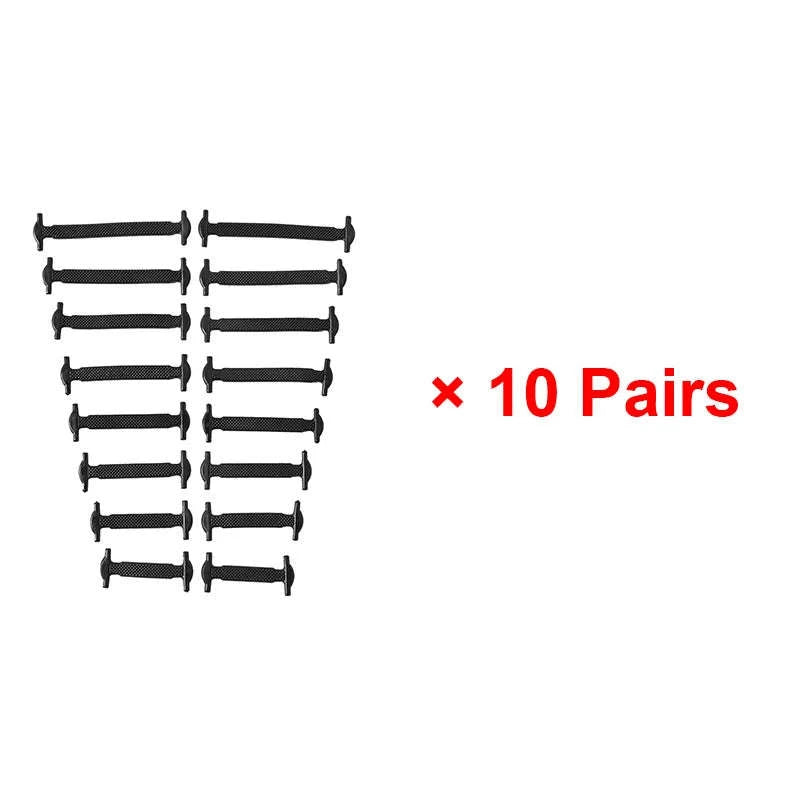 16pcs Silicone No-Tie Shoelaces in 12 Vibrant Colors-2black-2white / 120cm