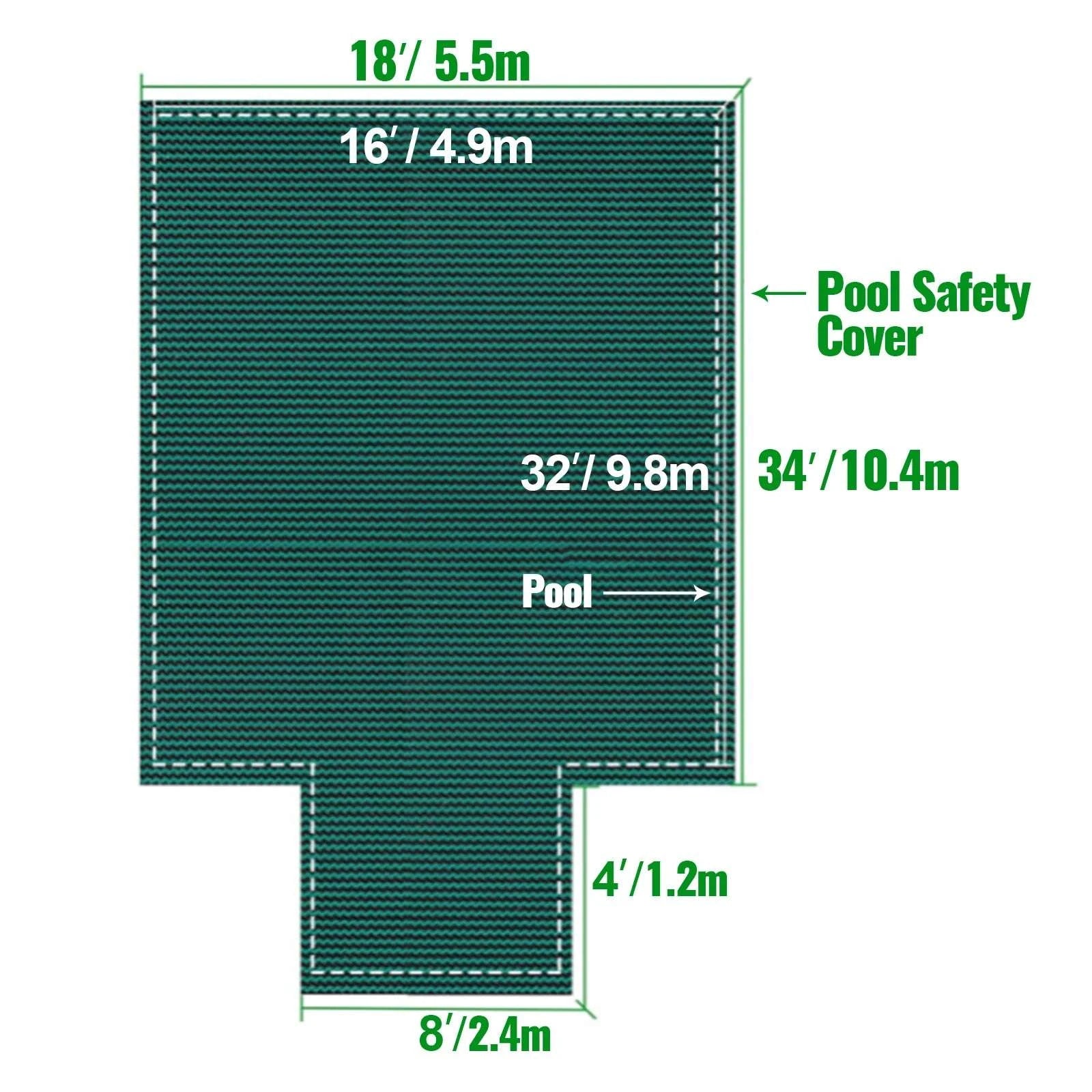 16x32 ft Inground Pool Safety Cover with Mesh & Secure Anchors-20x40 / United States