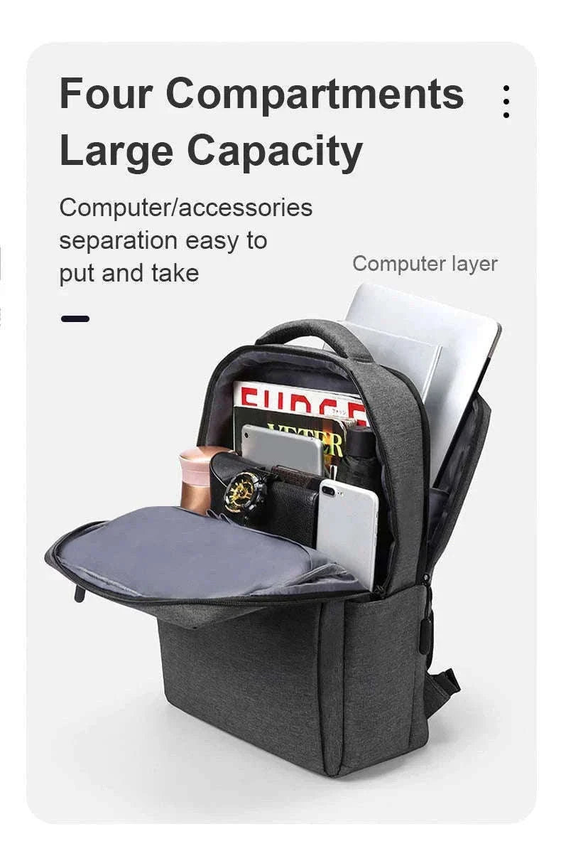 17.3 Inch Laptop Backpack with Waterproof Storage-Light Gray / 17.3