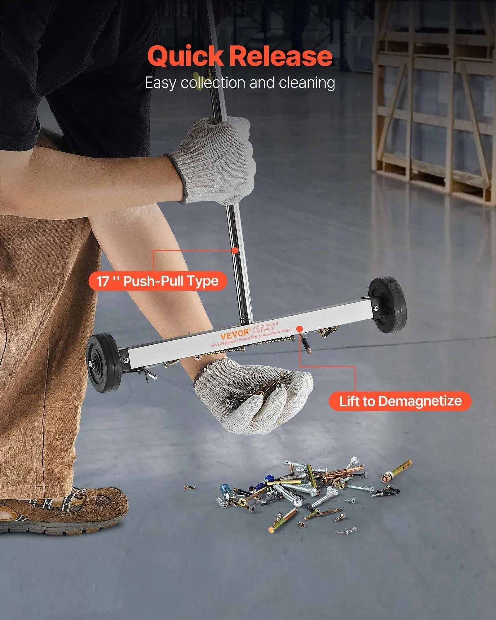 17 Inch Magnetic Sweeper with Wheels – 10 lb Debris Pickup-United States