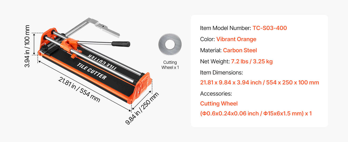 17-Inch Manual Tile Cutter for Wall and Polished Tiles-17Inch / france