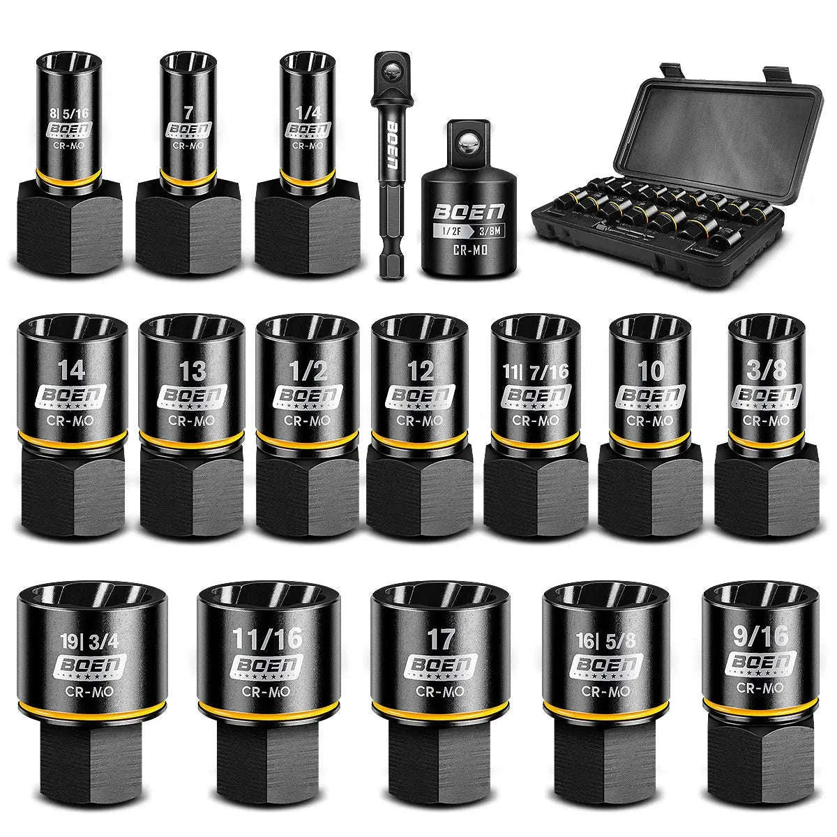17-Piece Impact Bolt Extractor Kit for Damaged Bolts-United States
