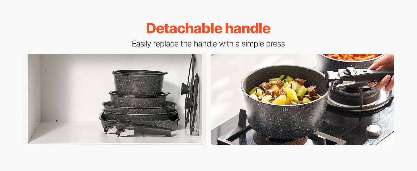 17-Piece Nonstick Cookware Set with Detachable Handles-1 set / CZECH REPUBLIC