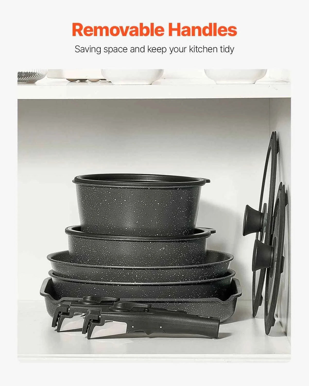 17-Piece Nonstick Cookware Set with Detachable Handles-1 set / CZECH REPUBLIC
