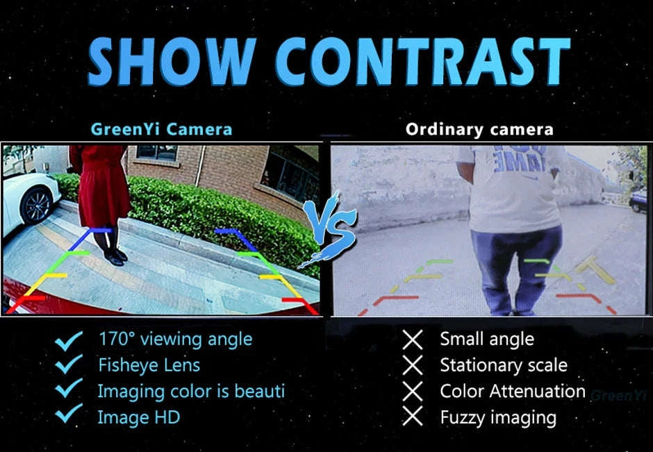 170 Degree Night Vision Rear View Camera-Black Camera