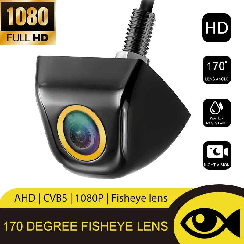 170° Fisheye Car Rearview Camera AHD/CVBS with Adjustable Lines-017-BK-CVBS / 12 V