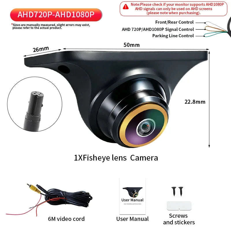 170° HD Car Rear View Camera with Night Vision and Guiding Line-017F-AHD720P-1080P / 12 V