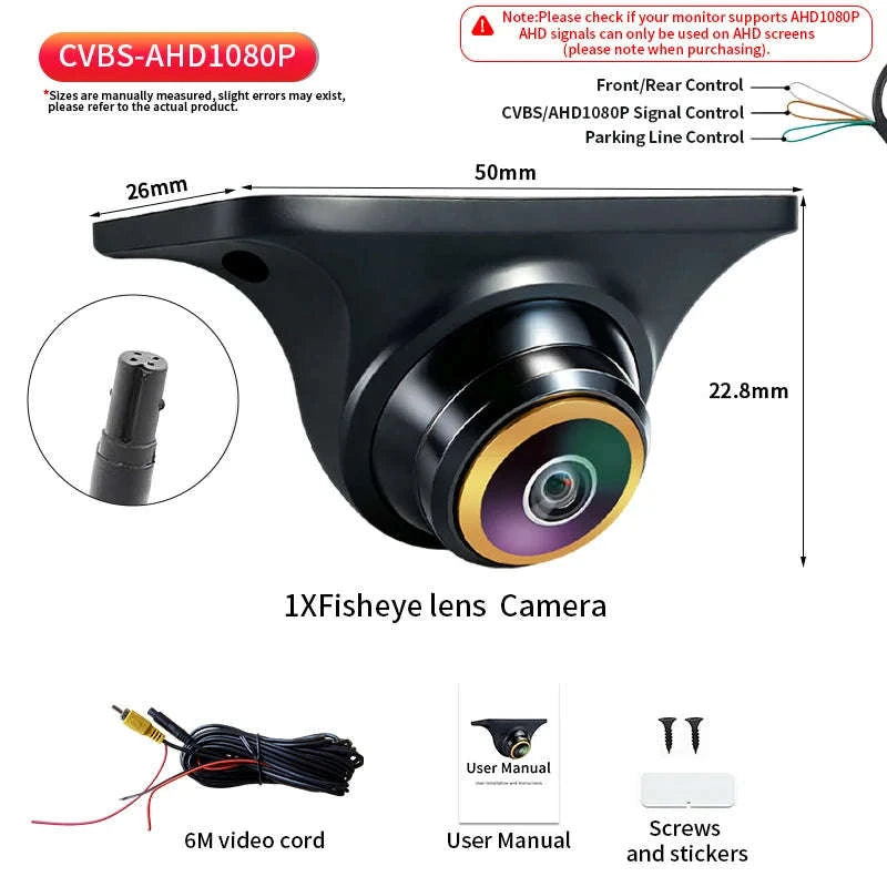 170° HD Car Rear View Camera with Night Vision and Guiding Line-017F-AHD720P-1080P / 12 V