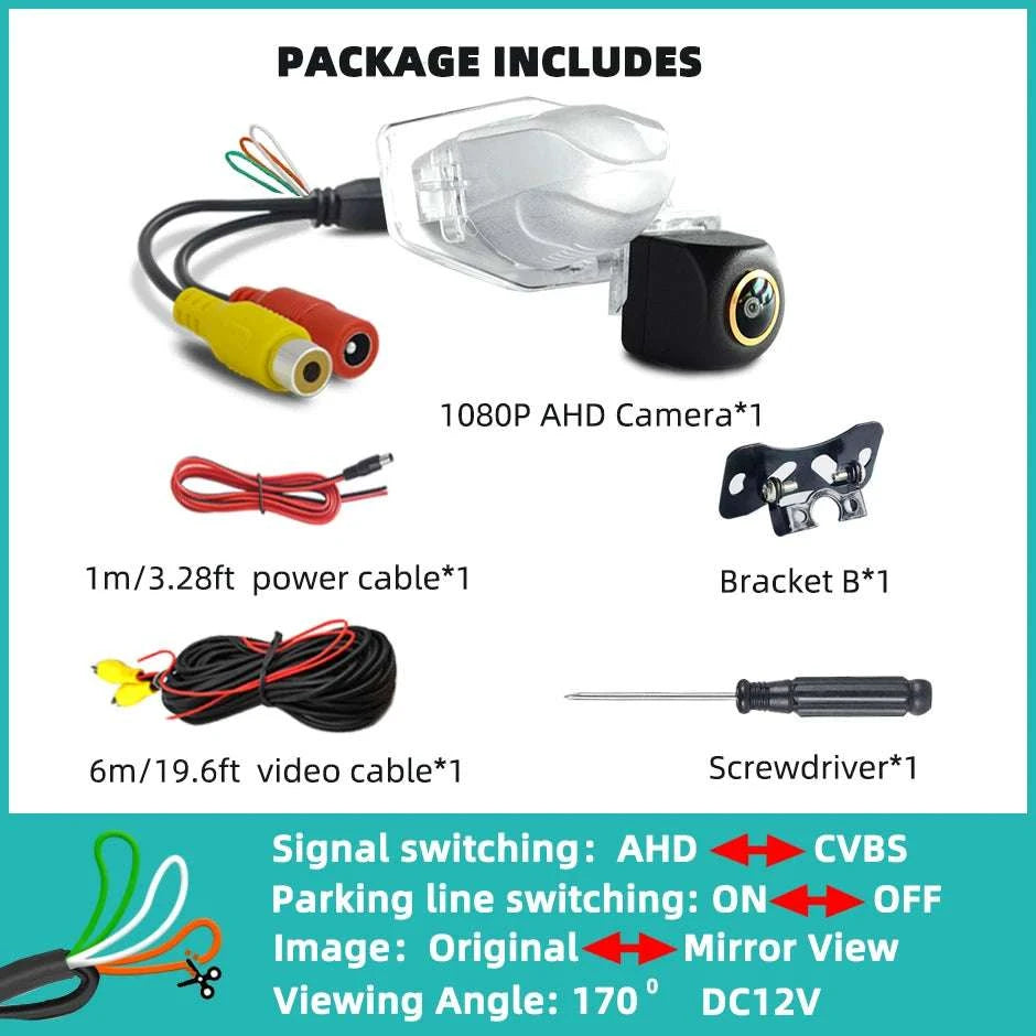 170° Rear View Backup Camera for Honda – AHD/CVBS Night Vision-AHD720P