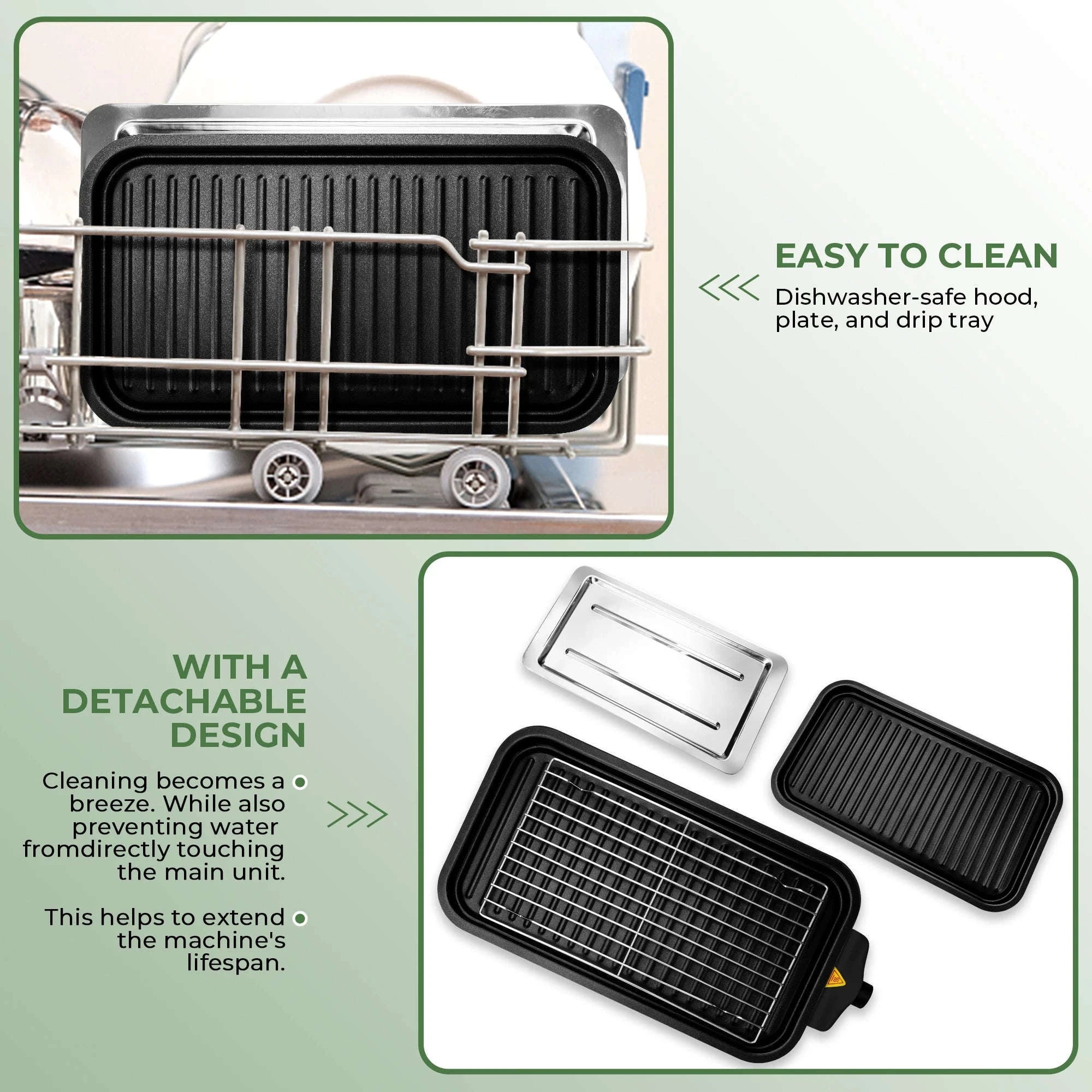 1700W 2-in-1 Smokeless Electric Indoor Grill with Removable Non-Stick Plates-1700w / United States