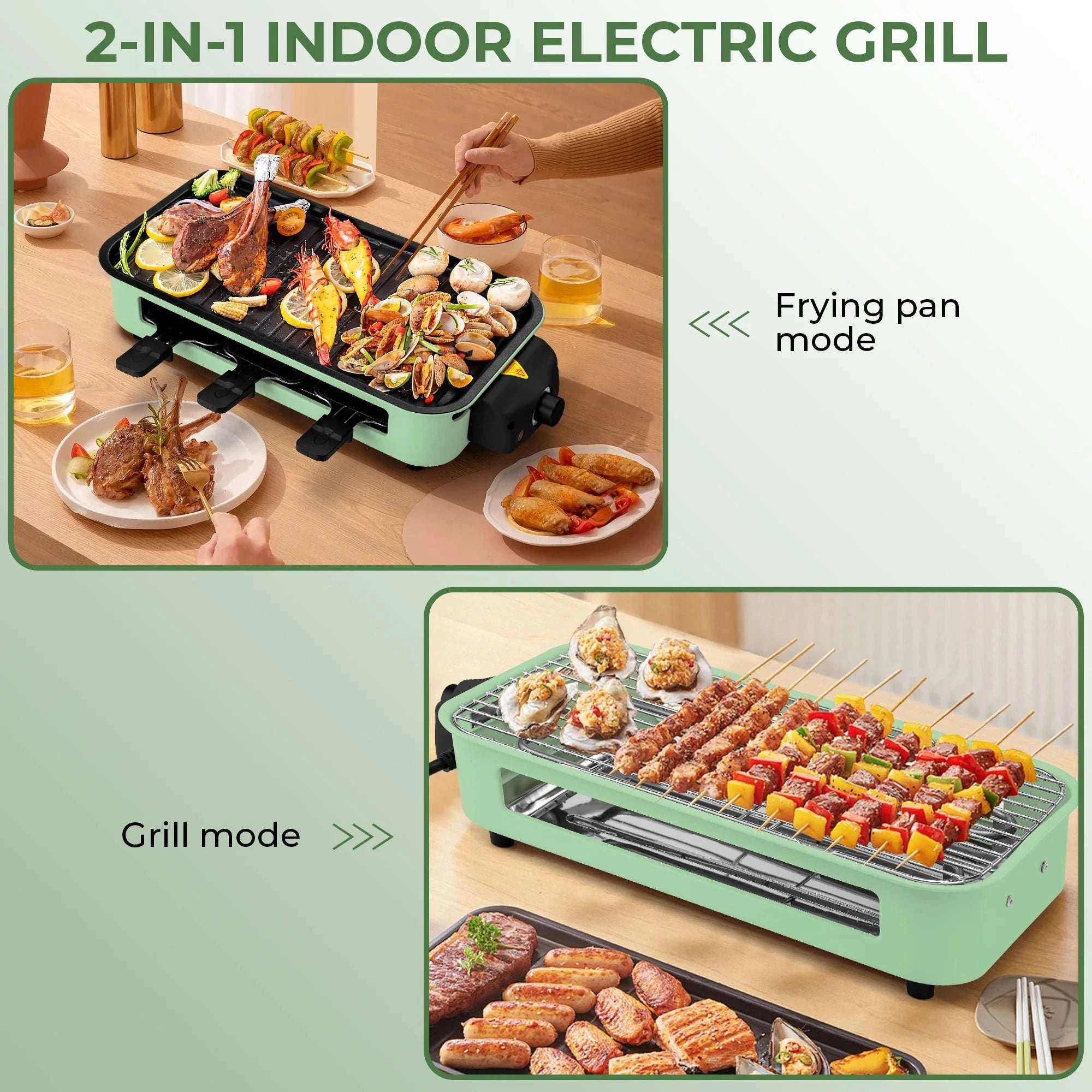 1700W 2-in-1 Smokeless Electric Indoor Grill with Removable Non-Stick Plates-1700w / United States