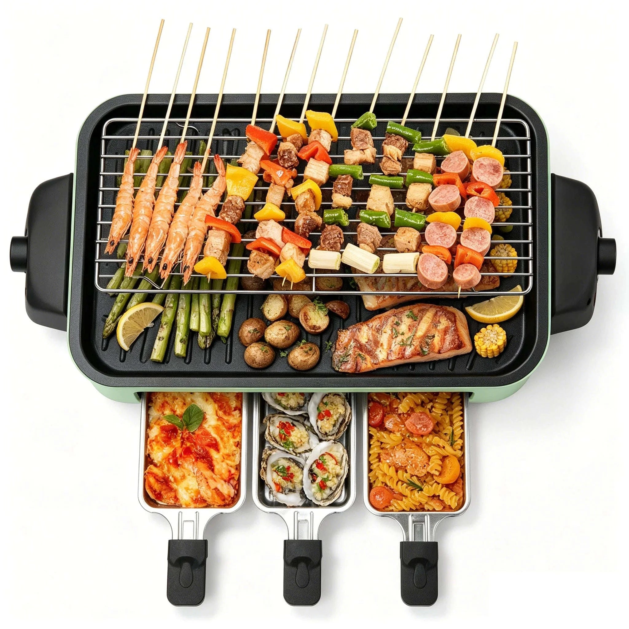 1700W 2-in-1 Smokeless Electric Indoor Grill with Removable Non-Stick Plates-1700w / United States