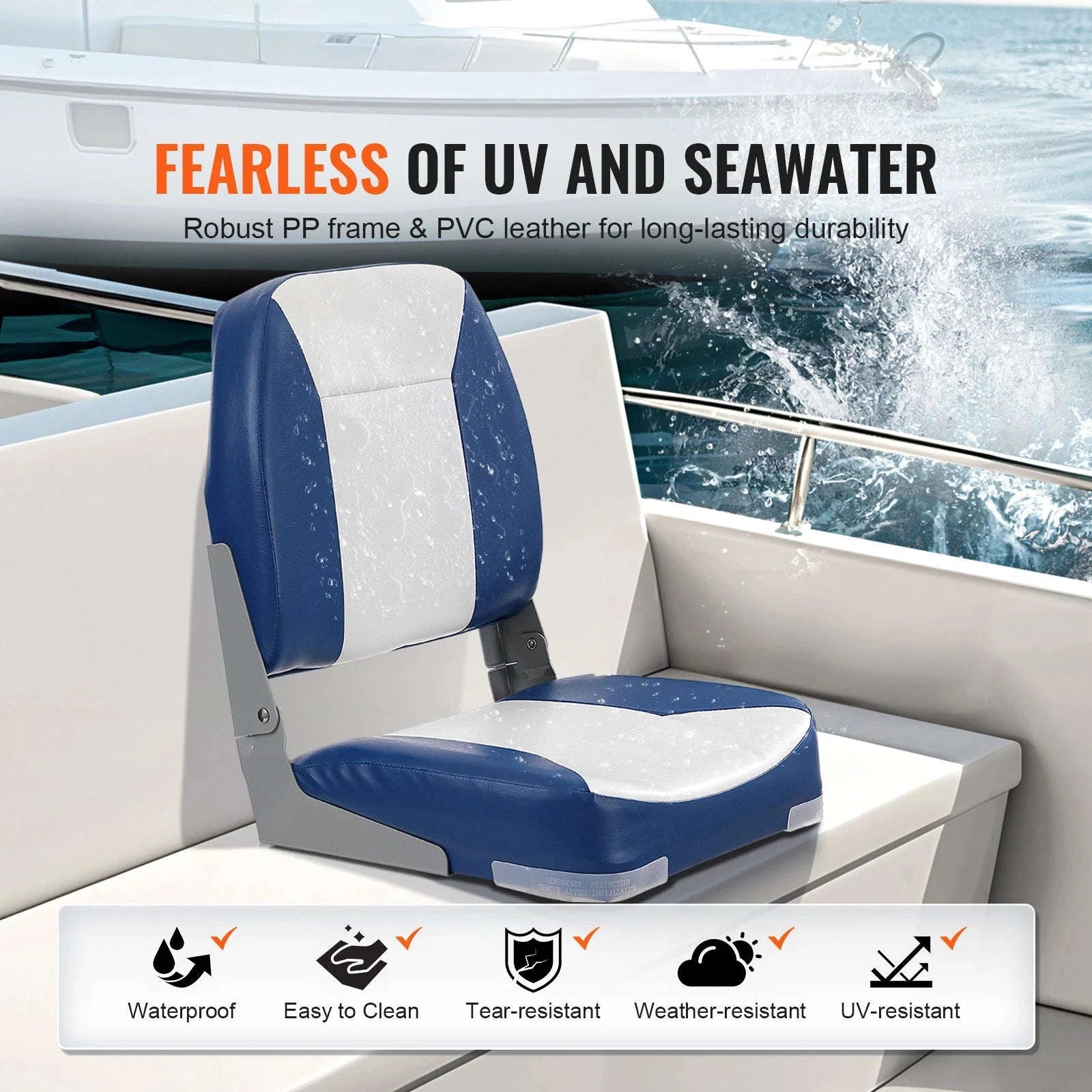 18.9-Inch Low Back Folding Boat Seat-1 pc / United States