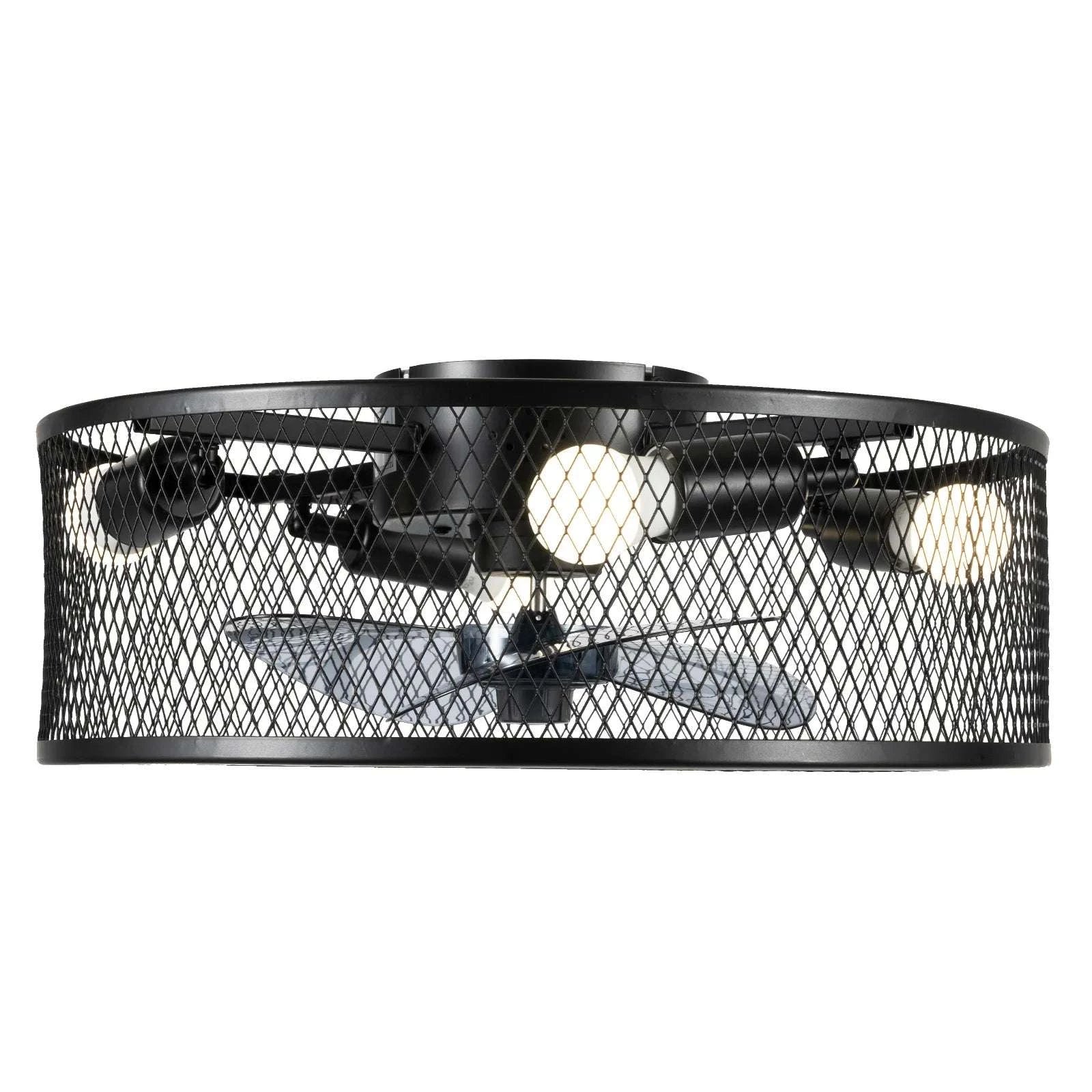 18-Inch Ceiling Fan Light with Remote, Black E27 x4 Fixture-black / United States