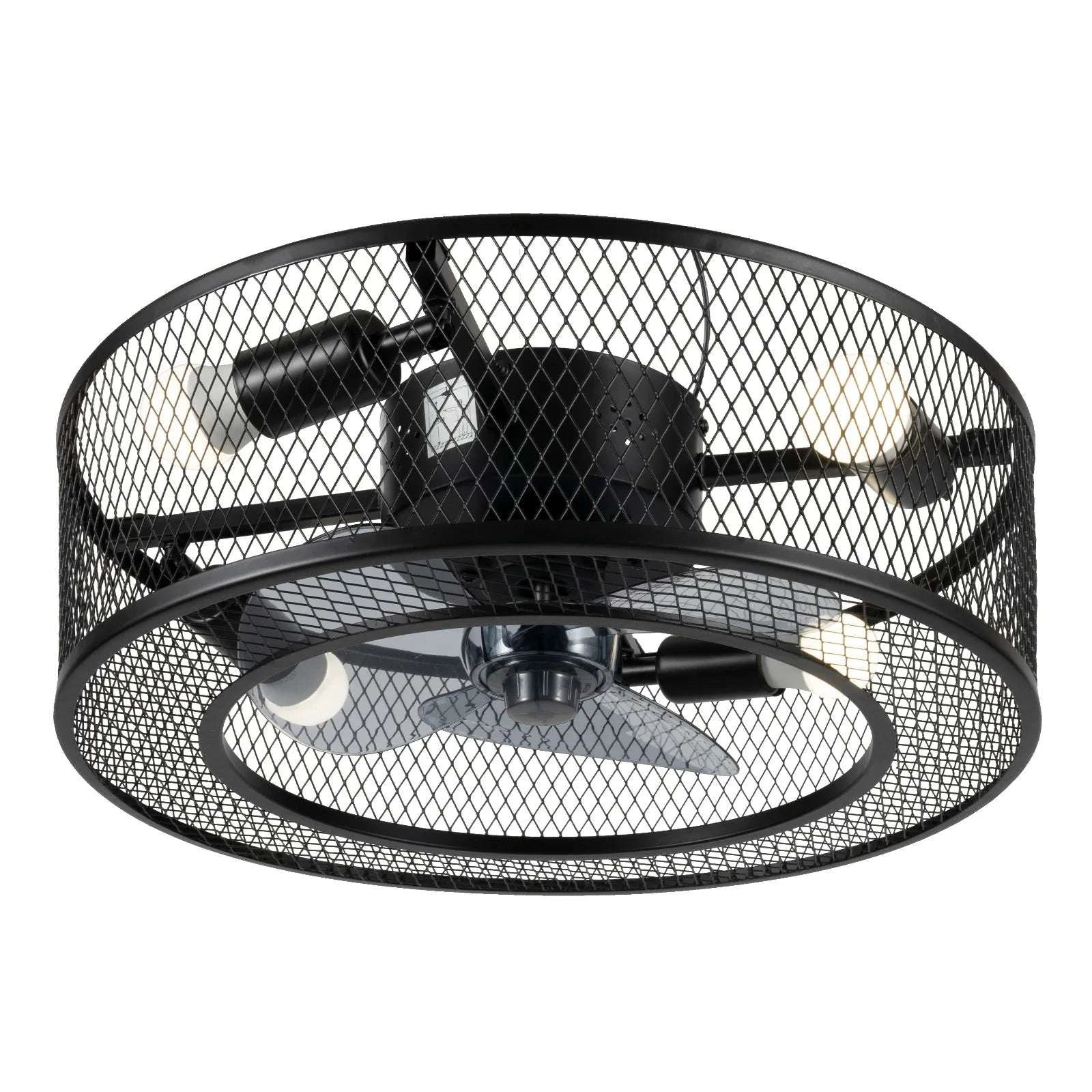 18-Inch Ceiling Fan Light with Remote, Black E27 x4 Fixture-black / United States