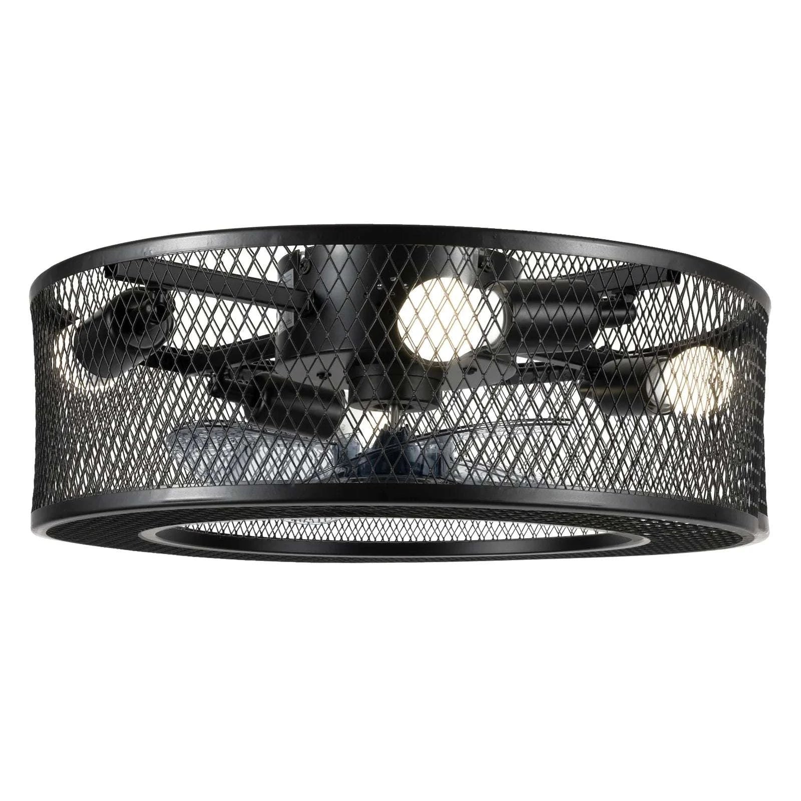 18-Inch Ceiling Fan Light with Remote, Black E27 x4 Fixture-black / United States