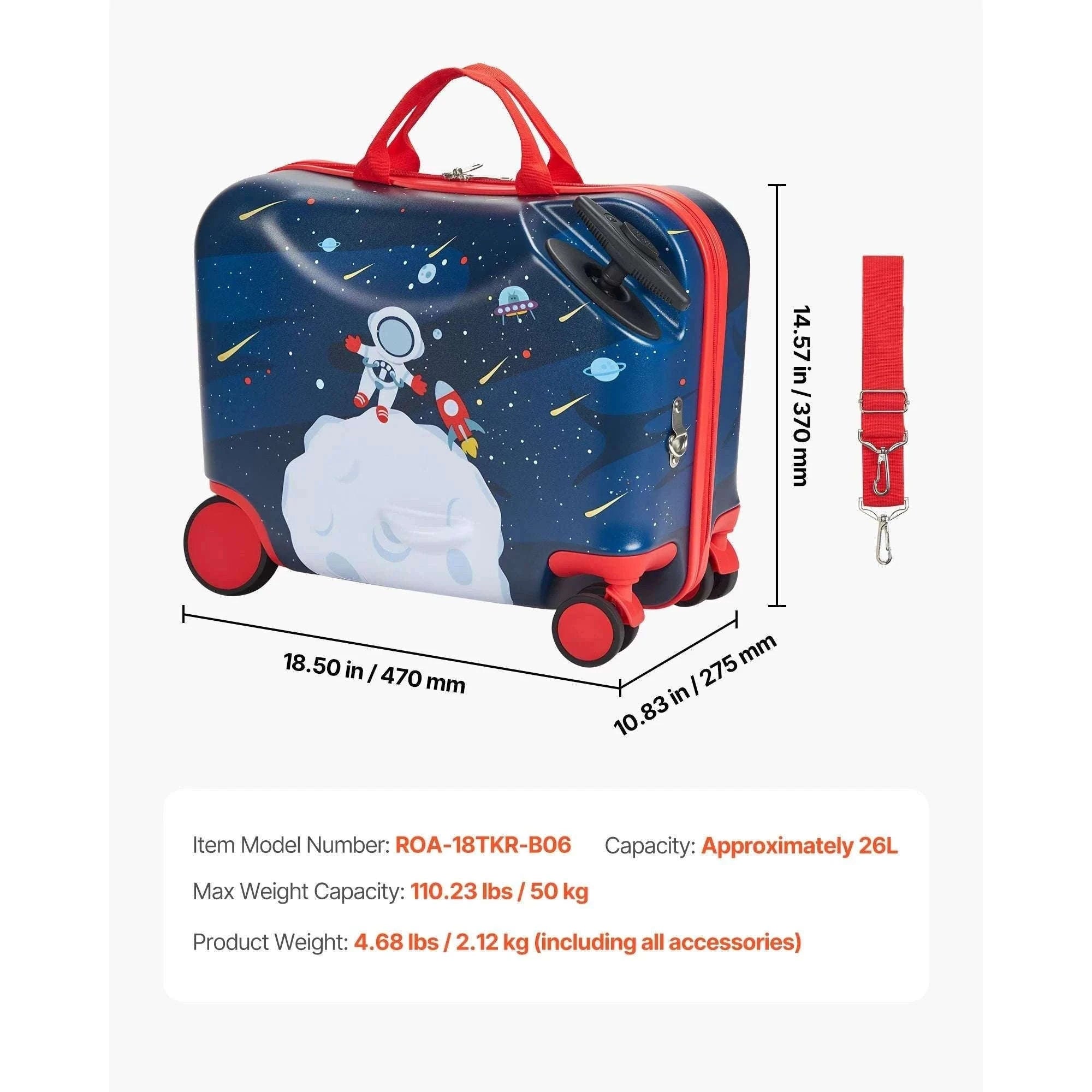 18'' Kids Ride-On Luggage 26L Carry-On Scooter Suitcase-18inch / spain
