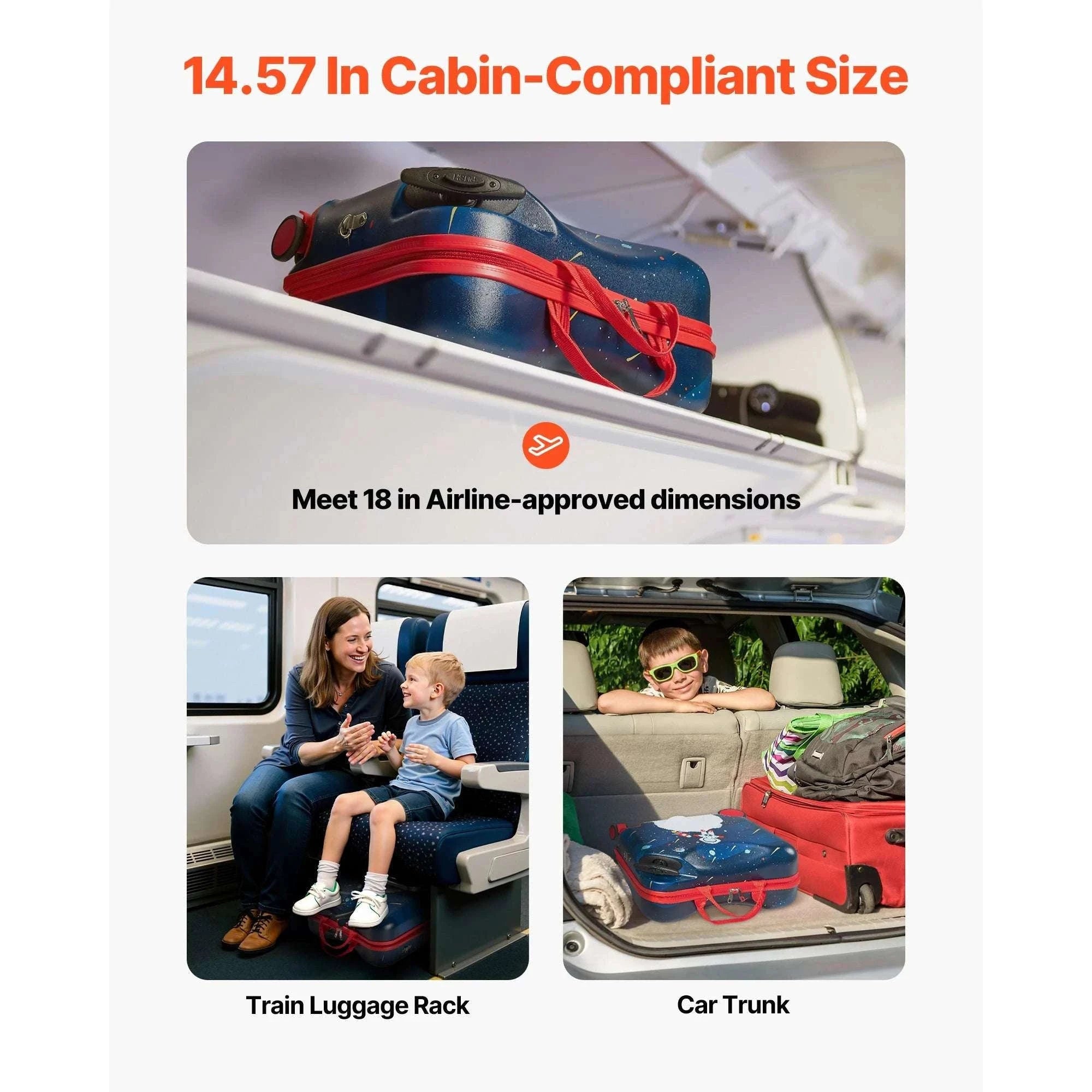 18'' Kids Ride-On Luggage 26L Carry-On Scooter Suitcase-18inch / spain