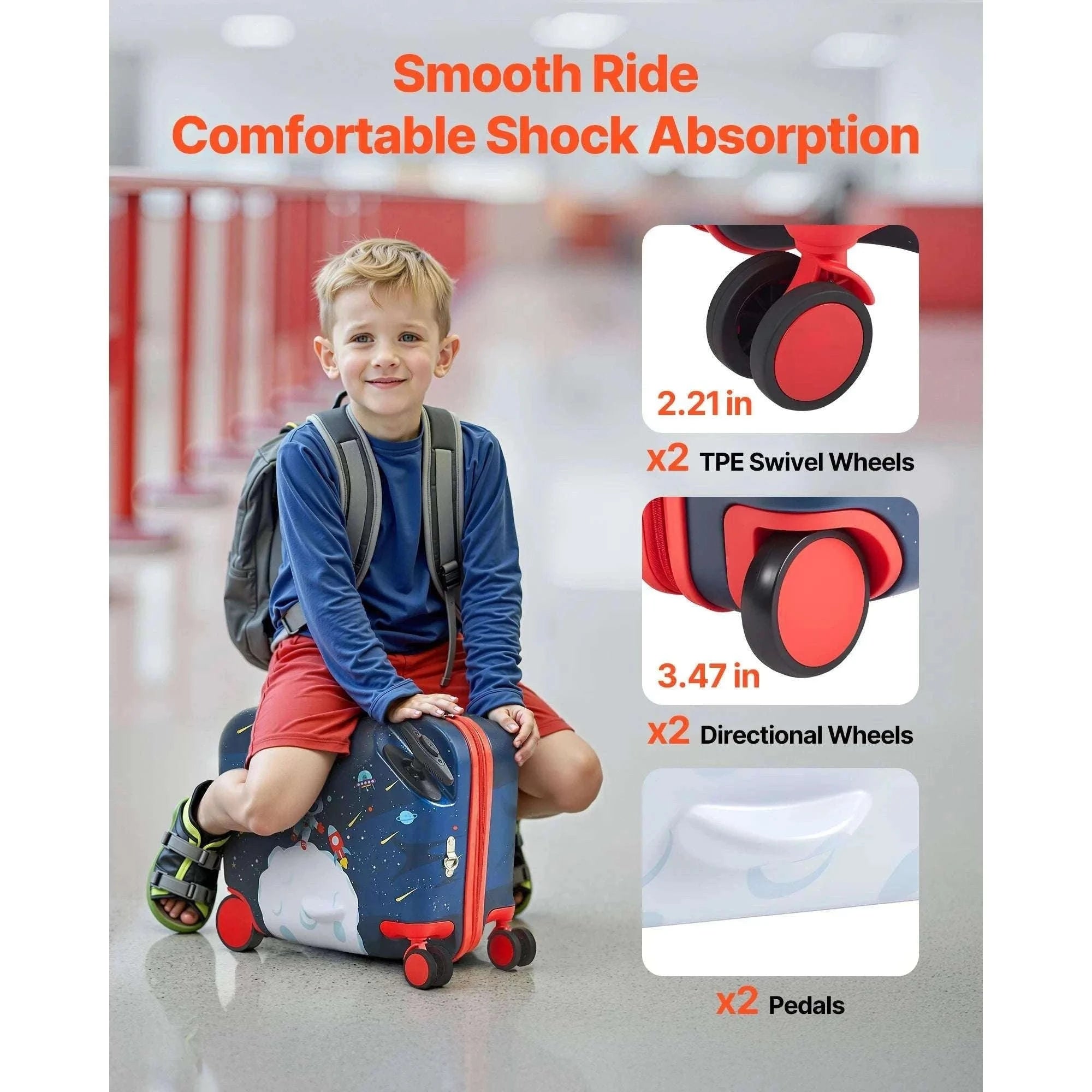 18'' Kids Ride-On Luggage 26L Carry-On Scooter Suitcase-18inch / spain