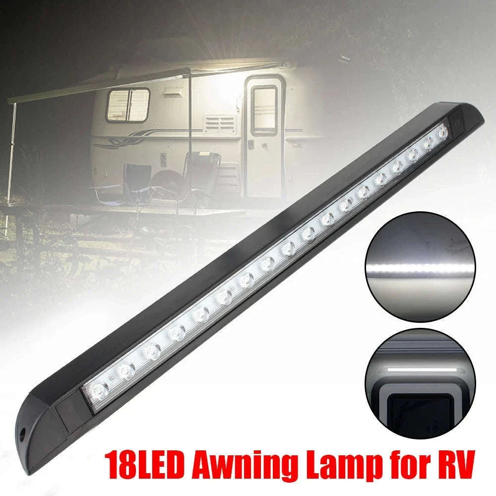 18 LED Awning Lamp for RV Caravan 12-28V Waterproof-black