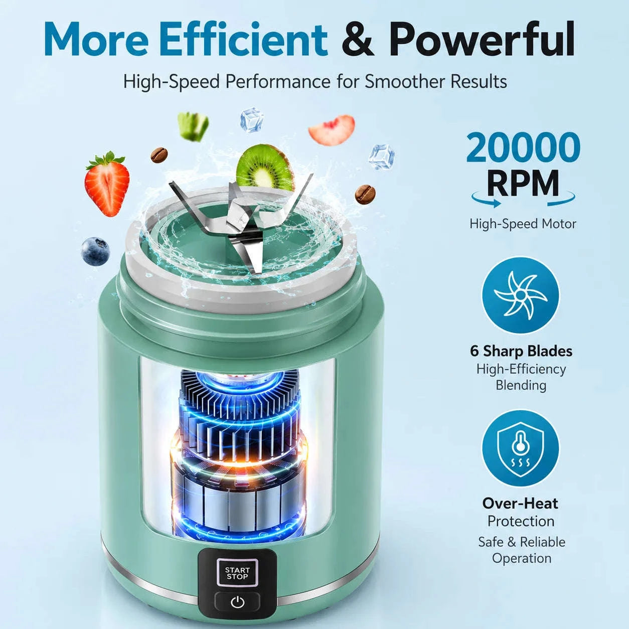 18 oz Portable Cordless USB-C Rechargeable Personal Blender-United States