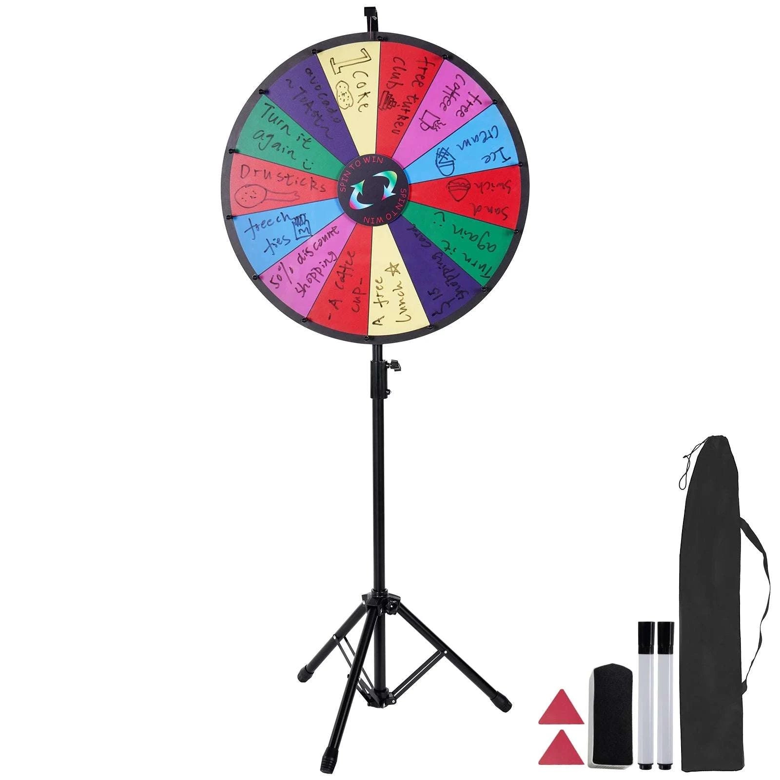 18" Prize Wheel with Stand – 14 Slot Dry Erase Spinning Game-18 Inch Prize Wheel / Round / CZECH REPUBLIC